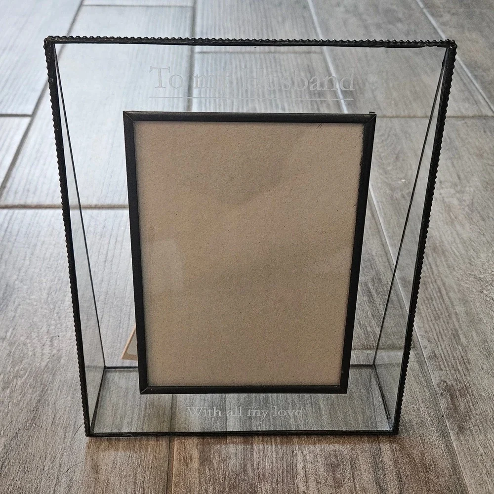 J. Devlin Glass Art Floating Picture Frame Husband 5x7 Clear NEW Etched‎ Glass